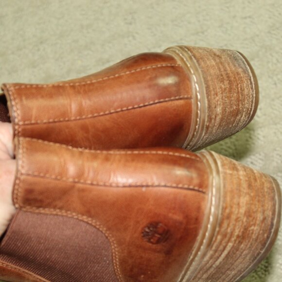 Timberland Women's Cortina Valley Cognac Leather Chelsea Boots size 10 Lug Sole - Picture 5 of 6